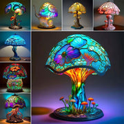 Painting Glass Mushroom Table Lamps Bohemian Resin Table Lamp Night Light Decor