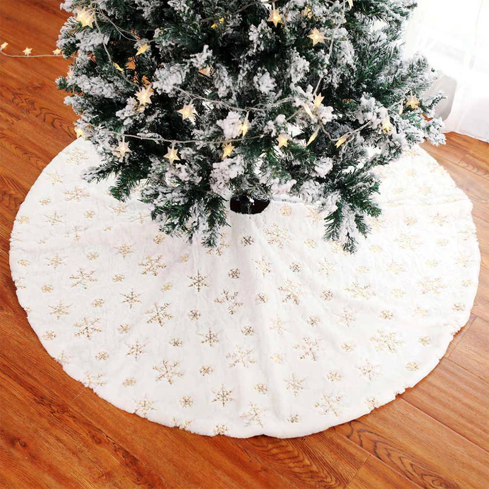 Christmas Tree Skirt Snow White Floor Mats Cover Long Plush Base Home Decor