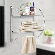 Wall-Mounted Two-Tier Towel Shelf with Twin Rails